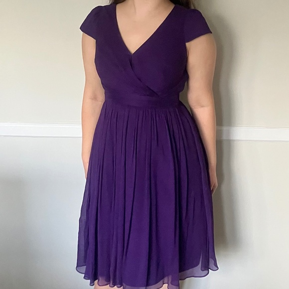 J. Crew Silk Chiffon Mirabelle Dress Size 4 Dark Eggplant - Picture 1 of 7